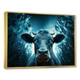 thumbnail image 2 of Designart "Flowing Blue Cow Portrait" Animals Cow Floater Framed Canvas Art Print, 2 of 5