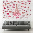 thumbnail image 2 of FREEAMG Tapestry Wall Hanging Romantic Paris Eiffel Tower Pink Flower Tapestry Decorative Wall Tapestries Wall Art Wall&nbsp;Blanket&nbsp;Bedding Tapestry for Bedroom Living Room Dorm 80"x60", 2 of 7