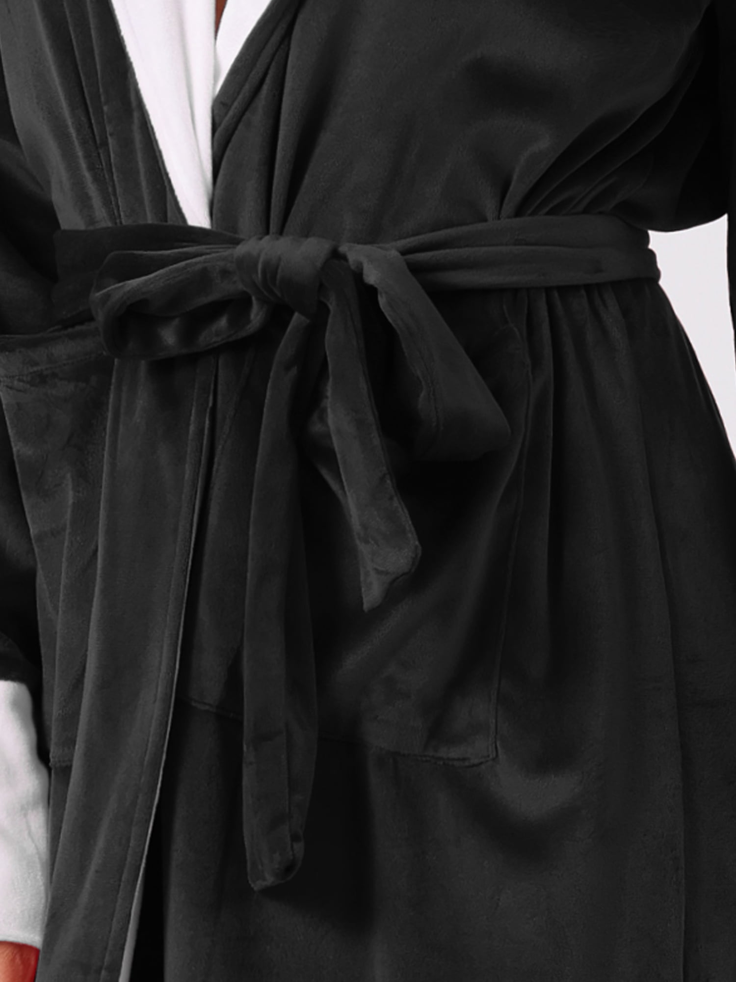 DARING DIVA Fluffy Hooded Bathrobe Plush Long Spa Robe 3XL Black