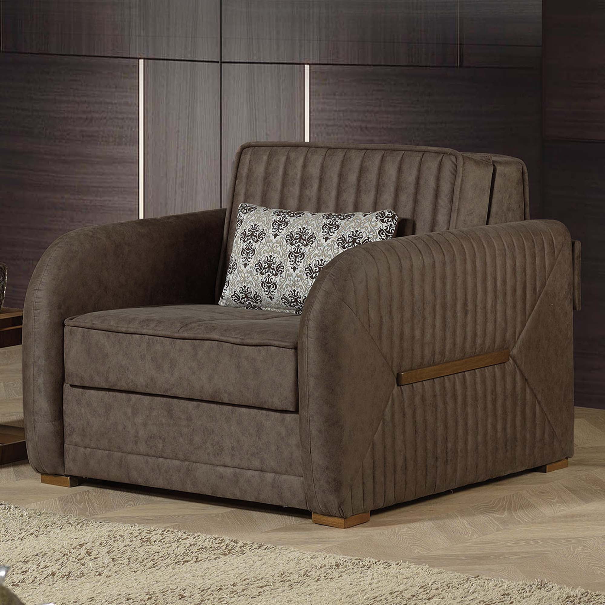 Ottomanson Bolt Microsuede Convertible Armchair with Storage, Dark