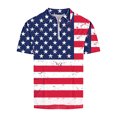 thumbnail image 3 of ibuvkizy Men's 4Th Of July USA Shirts Shirt Short Sleeve American Flag T-Shirt Men's Casual Printed Zippered T-shirt With Lapel Top Summer Patriotic Graphic Tees Clearance, 3 of 5