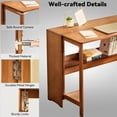 thumbnail image 6 of 41'' Bamboo Folding Desk with Bookshelf, Space-Saving Computer Desk, Mid Century Modern Foldable Study Table for Home Office, Bedroom, Small Spaces - Brown, 6 of 9