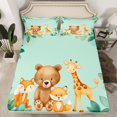 thumbnail image 2 of Homewish Bear Giraffe Fox Bed Sheets for Kids, Cartoon Jungle Wildlife King Sheets, Eucalyptus Leaves Sheet Set, Luxury Bedroom Decor, 4-Piece, 2 of 7