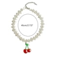 thumbnail image 3 of Necvior Sweet Cherry Strawberry Necklace Double Layer Pearl Choker Simple Clavicle Chain, 3 of 15