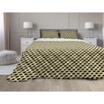 thumbnail image 1 of Abstract Comforter & Sham Bedding Set, Geometric Formless Shapes in Contrasting Colours Camouflage Style Graphic, 3 pcs Duvet Set Microfiber Filling Quilt, 5 Sizes, Mustard Black White, by Ambesonne, 1 of 4