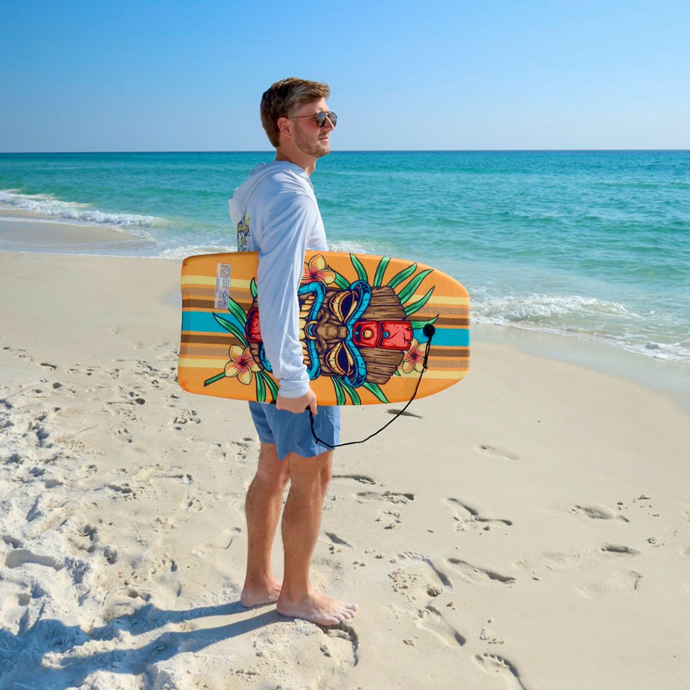 Bluewater Beach 37" Foam Bodyboard with Leash, 125-155 lbs., Tiki Print