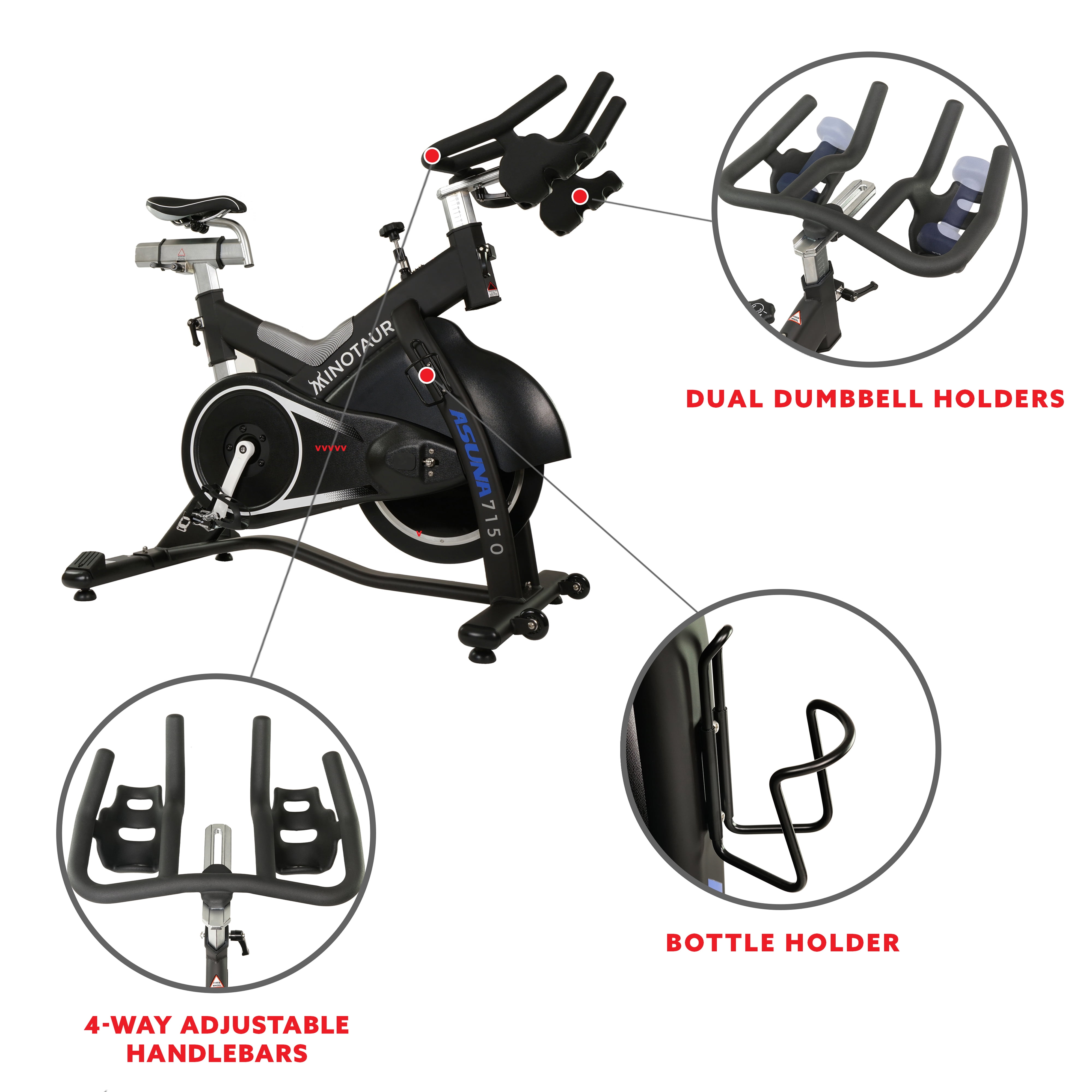 ASUNA Minotaur Cycle Exercise Bike - Magnetic Belt Drive High Weight Capacity Commercial Indoor Cycling Bike
