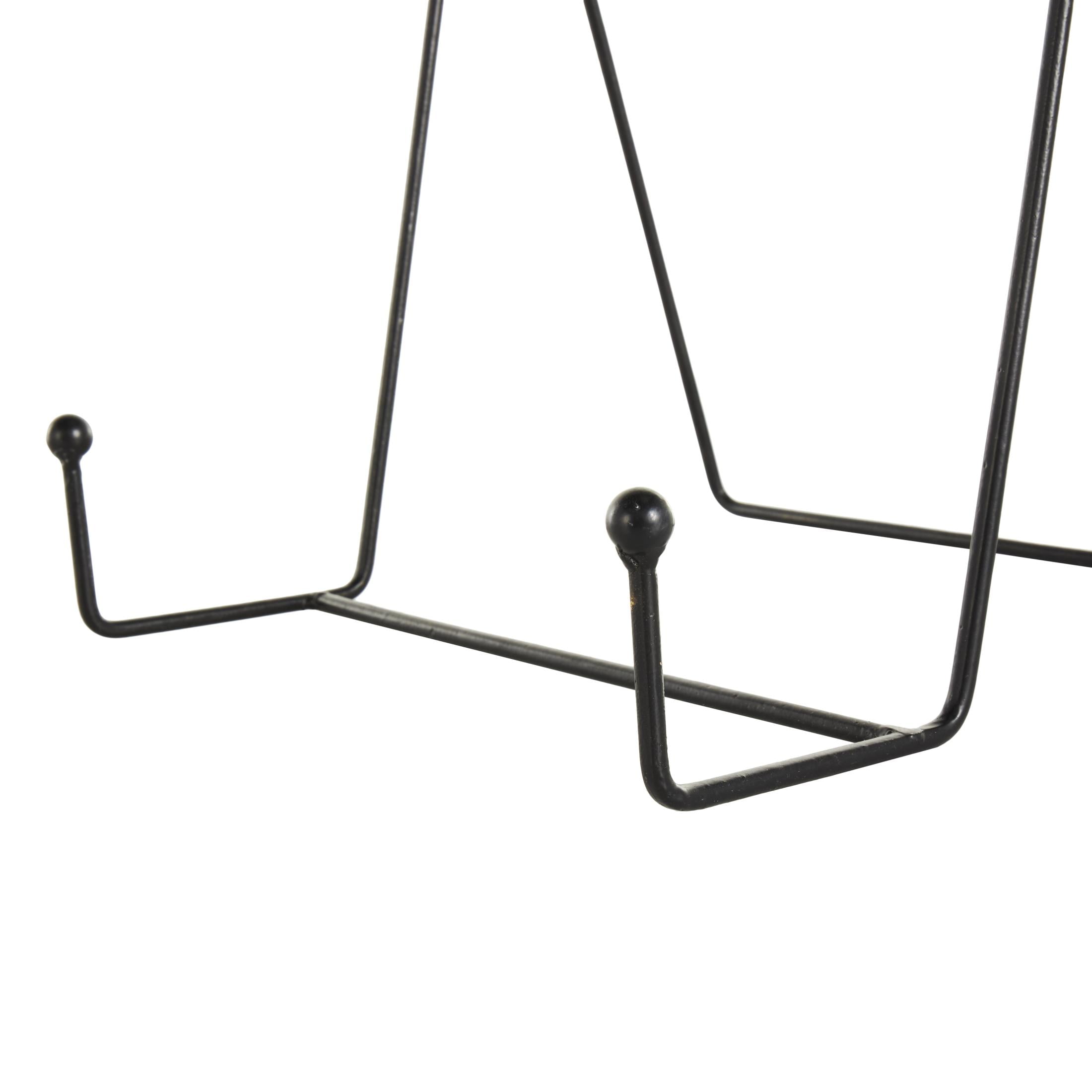DecMode 10", 8", 6"H Black Metal Wide Tabletop Triangle Easel with Ball Accents, 3-Pieces