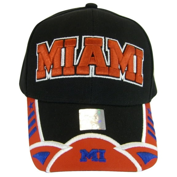 Miami Men's Small Star & Dashes 2-Tone Adjustable Baseball Cap (Black/Red)