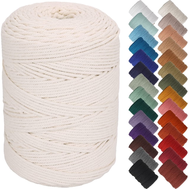 Cordón de macramé de algodón NOANTA de 3 mm x 300 m, cuerda beige