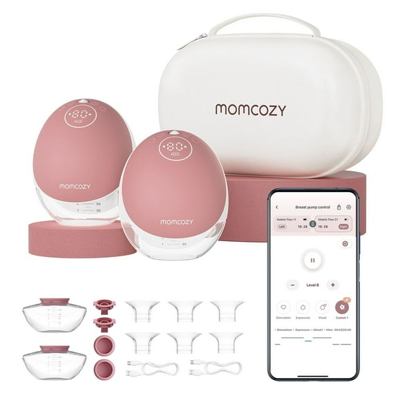 Momcozy M9 Hands Free Dual Portable Electric Breast Pump, Wearable Breastfeeding Pump with App Control & 15 Levels-M9, 24mm