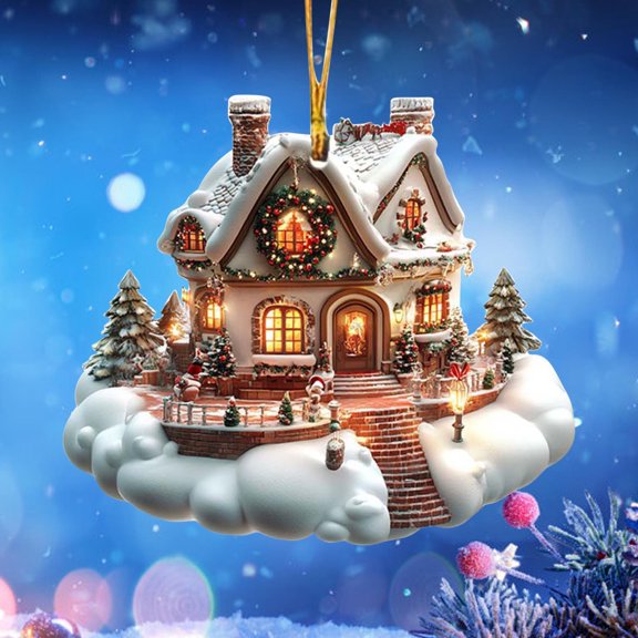 Nkmbld Christmas Tree Decoration Ornaments Exquisite House Acrylic Hanging Decoration for Tree Walls Windows Doors Car Interiors Decors