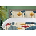 thumbnail image 2 of Ambesonne Flowers Duvet Cover Set, Modern Boho Spring Floral, Queen, Eggshell Ruby Sea Blue, 2 of 4