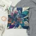 thumbnail image 2 of Fenyluxe Navy Blue Teal Pillow Covers Dahlia Floral Grey Beige Lumbar Throw Pillows Farmhouse Outdoor Decor for Home Living Room Sofa Bed Modern Elegant Cushion Case 20x20in, 2 of 5