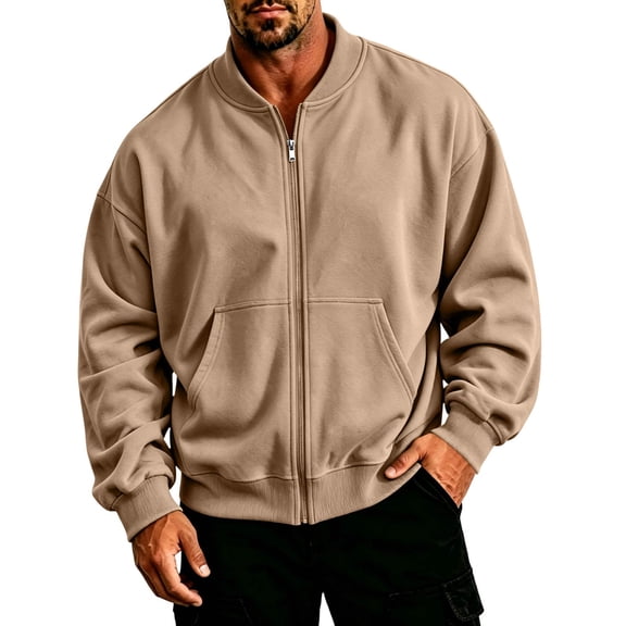 Bomber Jacket Men Casual Lightweight Zip Up Jackets Spring Fall Long Sleeve Light Flight Jacket with Pockets