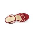 thumbnail image 4 of BLISSFUL STEP Women's Strappy Platform Slingback Stiletto Heels Sandals Red 9, 4 of 8