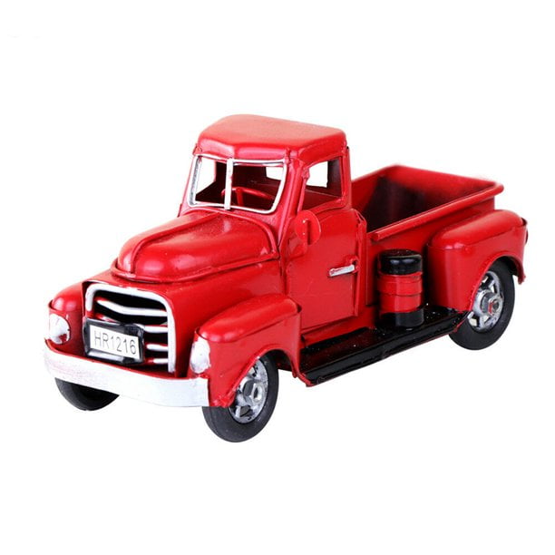 Livoty Vintage Looking Antique Handcrafted Truck Vehicle Car Model Christmas Ornament Kids Xmas Gifts Toy Table Top Decor 