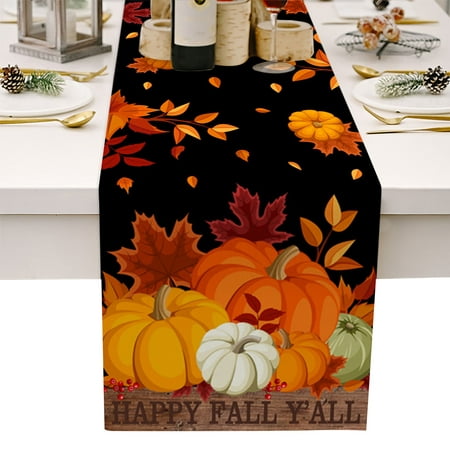 

Thanksgiving Dining Table Runner Pumpkin Maple Leaf Wedding Decor Table Cloth for Dining Table