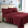 thumbnail image 2 of 300 Thread Count 100% Egyptian Cotton 3-Piece Flat Sheet (1 Flat + 2 Pillow Covers) Size Full Color Burgundy Solid, 2 of 6
