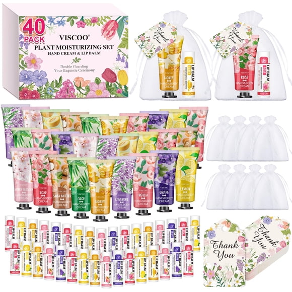 VISCOO Set de regalo de 40 cremas de manos y bálsamos labiales