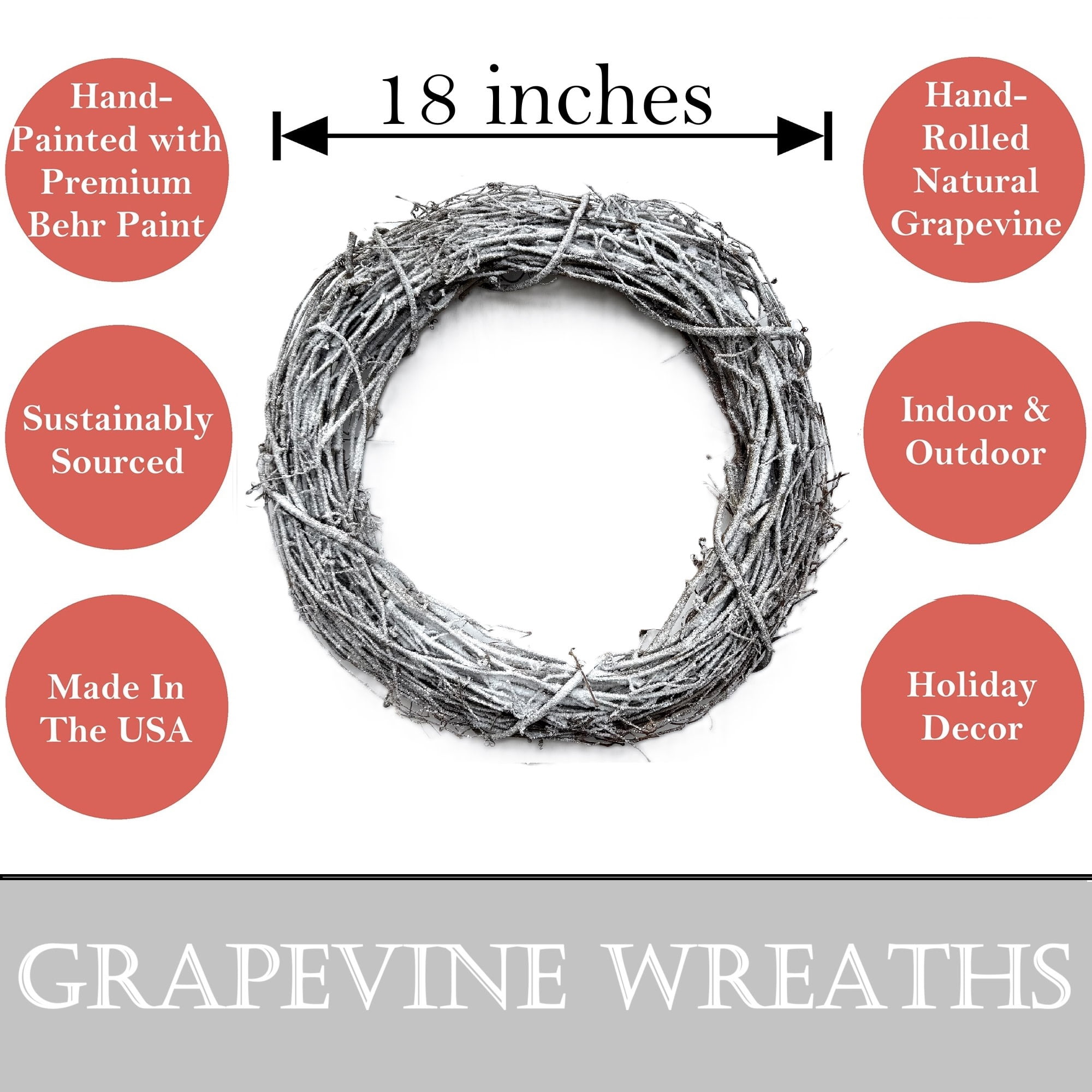 Kraft Lane: 18" Flocked Grapevine Wreath - Snow - DIY Craft Projects, Handcrafted, In-Outdoor Decoration, Behr Paint, Seasonal-Holiday-Event-Home