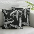 thumbnail image 3 of Qinduosi Ocean Coastal Black and White Starfish Throw Pillow Cover Set of  Decorative Square Pillowcase Throw Cushion Case for Bedroom, Living Room, Sofa, Couch and Bed, Inch White, 3 of 5