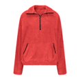 thumbnail image 4 of Womens Sherpa Fleece Fuzzy Sweatshirt Quarter Zip Long Sleeve Fluffy Soft Sweaters Winter Pullover with Pockets, 4 of 6