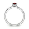 thumbnail image 2 of Sterling Silver Stackable Expressions Low 4mm Round Garnet Ring - Size 9, 2 of 3