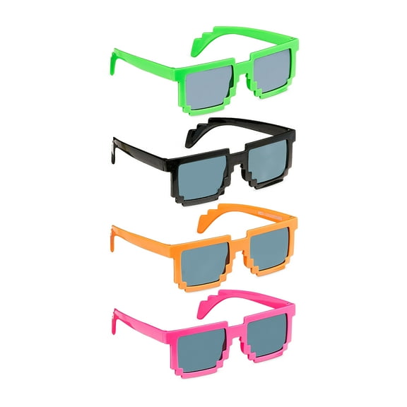 Multicolor Neon Pixel Glasses, 4 Count, by Way To Celebrate