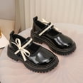 thumbnail image 4 of Black Toddler Girls Solid Color Mary Jane Flats Black Spring Summer Soft Sole Cute School Shoes Pu Leather For Kids, 4 of 9