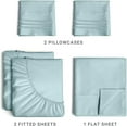 thumbnail image 3 of CGK Linens 5-Piece Ultra Soft & Comfy Hotel Luxury Sheet Set - Split King Size Cooling Bed Sheet Fits 8"-16" Mattresses, Light Blue, 3 of 7