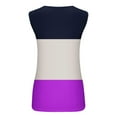 thumbnail image 5 of Mrat Débardeurs d'Entraînement à Col Montant pour Femmes, Débardeurs Tendance à Col Rond, Tuniques Décontractées, Sans Manches, T-Shirts Graphiques à Rayures, Blouses Amples S-193 Violet P, 5 of 5