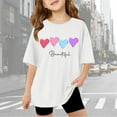 thumbnail image 2 of MIXUE Kids Girls Tops & T-Shirts Summer Heart Print Crew Neck Short Sleeve Casual Basic Pullover Tee Shirts Activewear,White,9-10 Years, 2 of 6