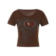 thumbnail image 2 of Pompotops Mode Femmes Casual T-Shirt Imprimé à Col Rond Manches Courtes Tops Blouse, 2 of 2