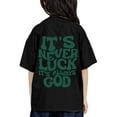 thumbnail image 1 of T-shirts Imprimés pour Filles, Col Rond, Manches Courtes, Garçons Filles, Hauts Noirs 8 Ans-9 Ans, 1 of 4
