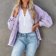 thumbnail image 5 of Chaqueta Vaquera Para Mujer, Poliéster Cepillado Con Flecos, Cuello Vuelto, Manga Larga, Chaqueta Femenina Para Ir De Compras Para Viajar ANGGREK Naranja M, 5 of 5