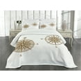 thumbnail image 3 of Ambesonne Compass Quilted Bedspread Set 3 Pcs, Sailing Marine, Queen Size, Pale Brown, 3 of 5