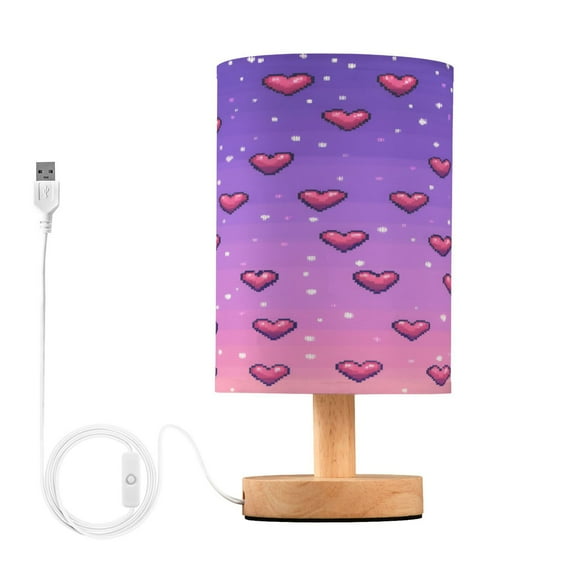 Yayeee Table Lamp for Bedroom Nightstand LED Portable Bedside Warm Light, Pixel Love