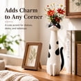 thumbnail image 3 of Cat Vase for Flowers, Quirky Handcrafted Kitty Planter, Whimsical Small Bloom Vase, Boho Desk Shelf Decor, Unique Gift for Cat Lovers (White), 3 of 6