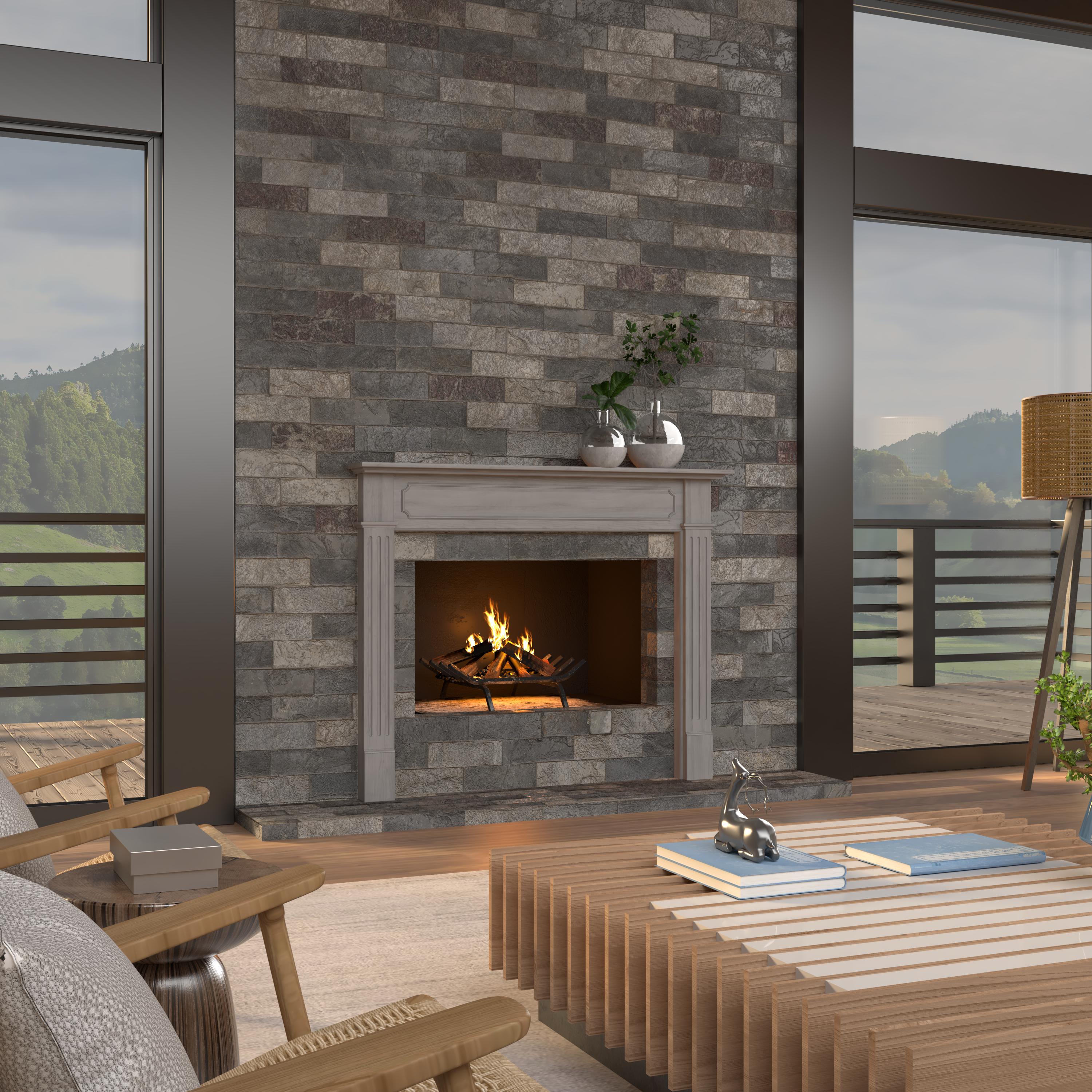 Pearl Mantels Alamo Transitional Styled Mantel Surround, Constructed With Hand Chosen Grade A Wood And Wood Veneers, Unfinished, Paint And Stain Grade, Interior Opening 50"W x 42"H