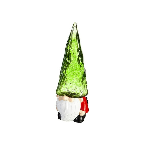 Evergreen Glass Gnome Garden Statuary, Green