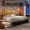 Rustic Brown, variant on EnHomee Metal Bed Frame with 4 Drawers Queen Size Metal Bed Frame with 2-Tier Storage Headboard & LED Light & Charge Station,Black