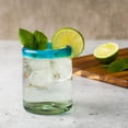 thumbnail image 4 of 10 Strawberry Street Aqua Rim DOF Handblown Mexican Glass, Set of 6, 4 of 4