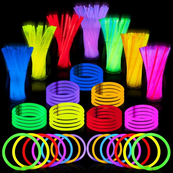 JOYIN Glow Sticks Bulk 400 8" Glowsticks ; Glow Stick Bracelets; Glow Necklaces; Glow in the Dark, July 4th, Christmas, Halloween Party Supplies Pack, Football Party Supplies