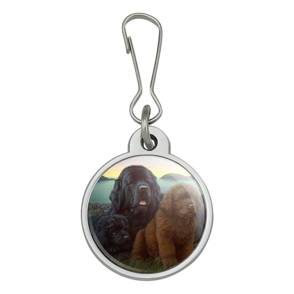 Newfoundland Dogs Puppies Countryside Jacket Handbag Purse Luggage Backpack Zipper Pull Charm
