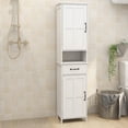 thumbnail image 4 of Ktaxon 65" Bathroom Floor Cabinet Linen Tower, Narrow Tall Storage Cabinet with 2 Doors, Drawer & 5 Adjustable Shelves for Living Room Kitchen Entryway Bedroom, White, 4 of 9