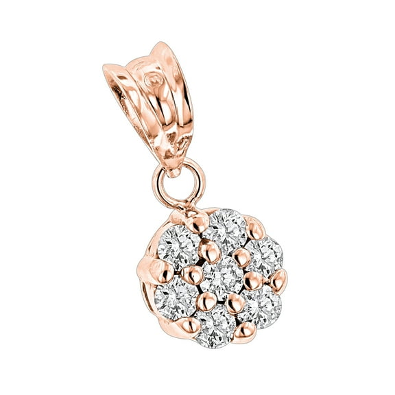 14K Ladies Natural 0.5 Ctw Diamond Flower Pendant For Her (Rose Gold)
