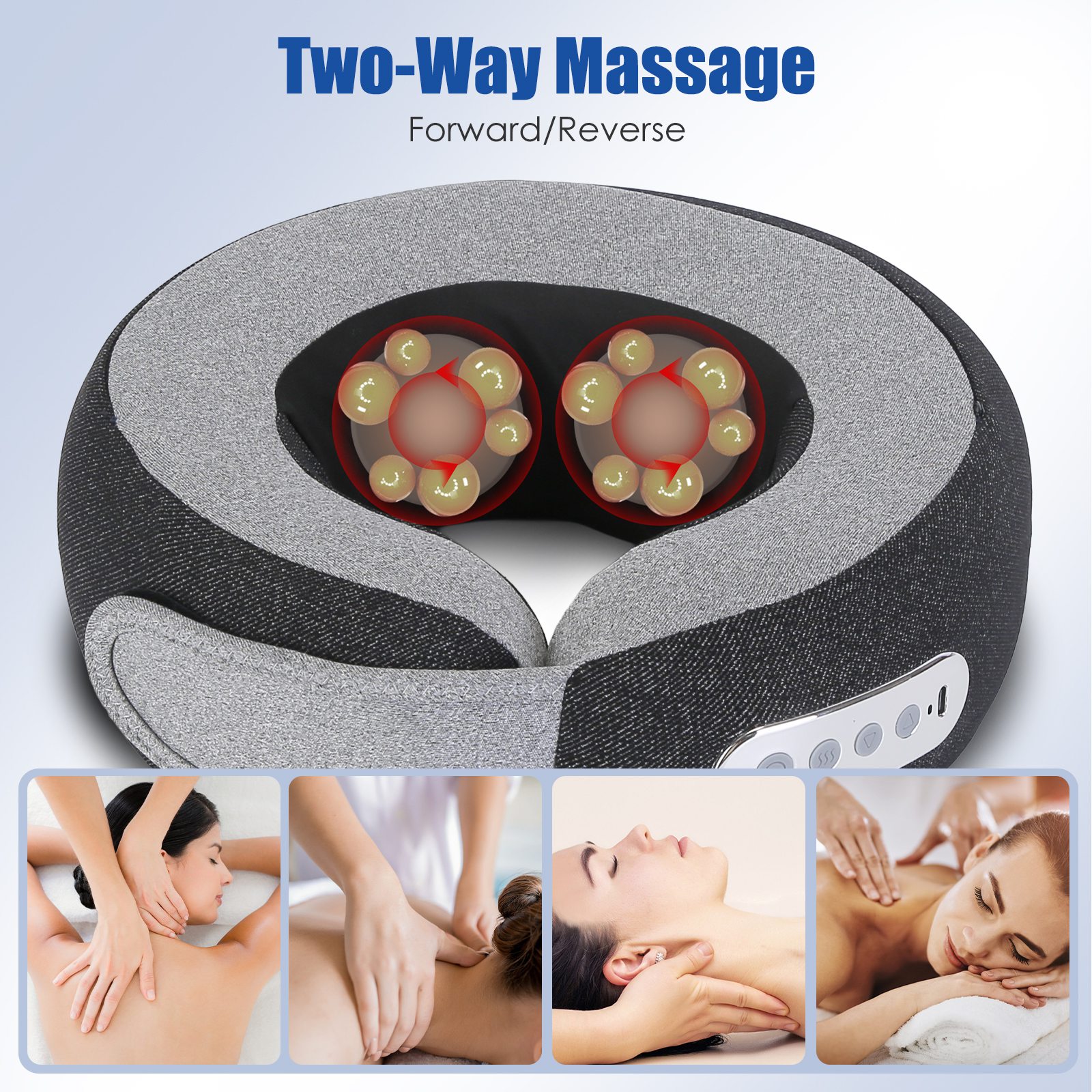 Moclever 2 in 1 Shiatsu Neck Massager with Heat, Electric Memory Foam Neck Massager Pillow with 3 Speeds Timer for Home Office Travel