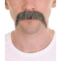 HPO Adult Men's Human Hair Mustache Cosplay Grey Brown Facial Hair Synthetic Fiber