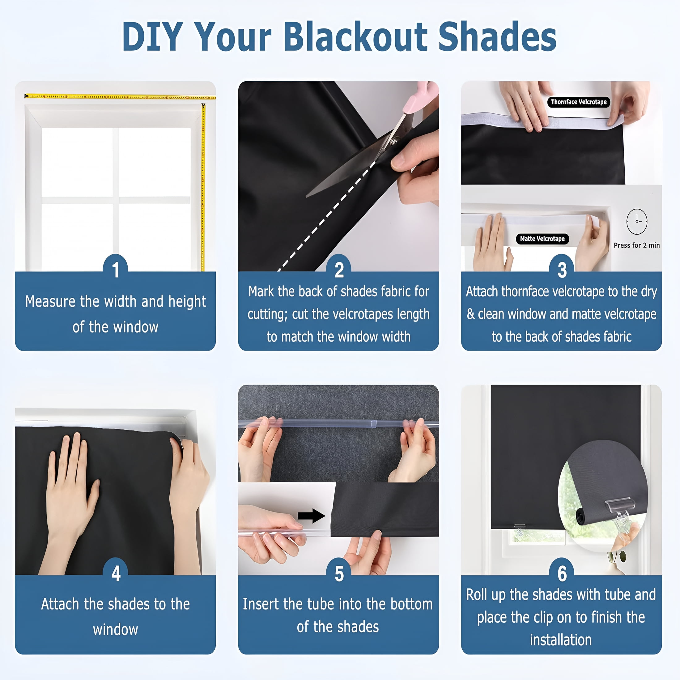 XIBUFE 2026 New 100% Blackout Roller Shades,No Tools No Drill Cordless Blinds for Windows,Thermal Insulated Uv Protection Privacy Window Shades for Bedroom (36''W X 72''H,Black)